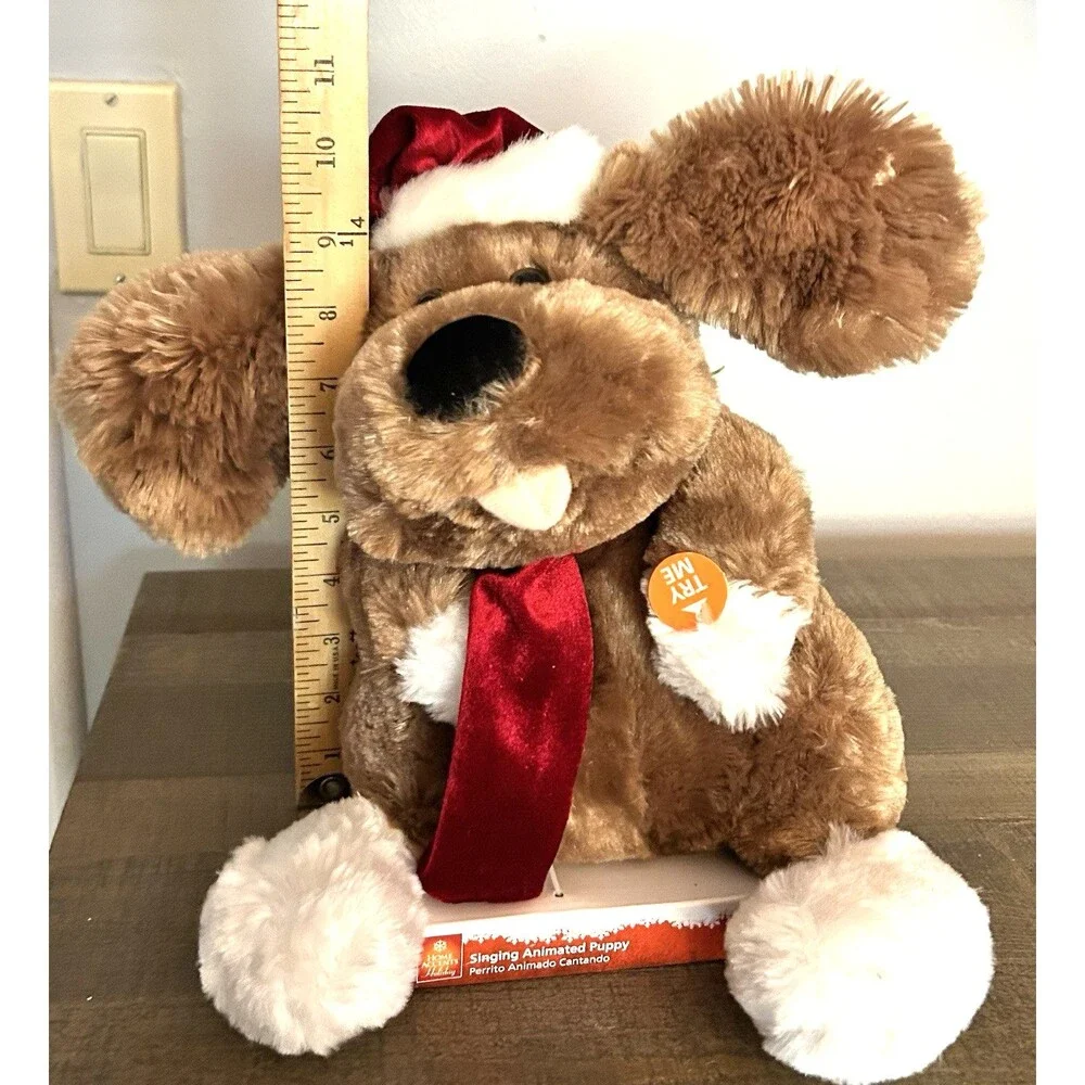 Home Accents Holiday Singing Animated Puppy Christmas Decor Moves Sings WORKING